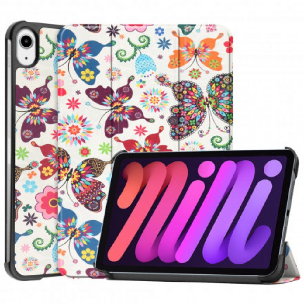 Schutzhülle Für iPad Mini 6 (2024) Verbesserte Schmetterlinge Und Blumen