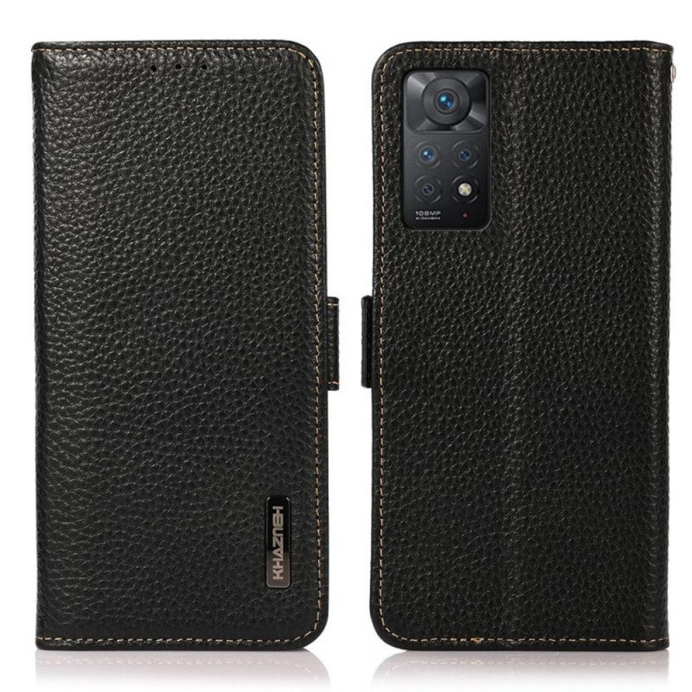 Lederhüllen Für Xiaomi Redmi Note 11 Pro / 11 Pro 5G Echtes Litschi-leder Khazneh Rfid
