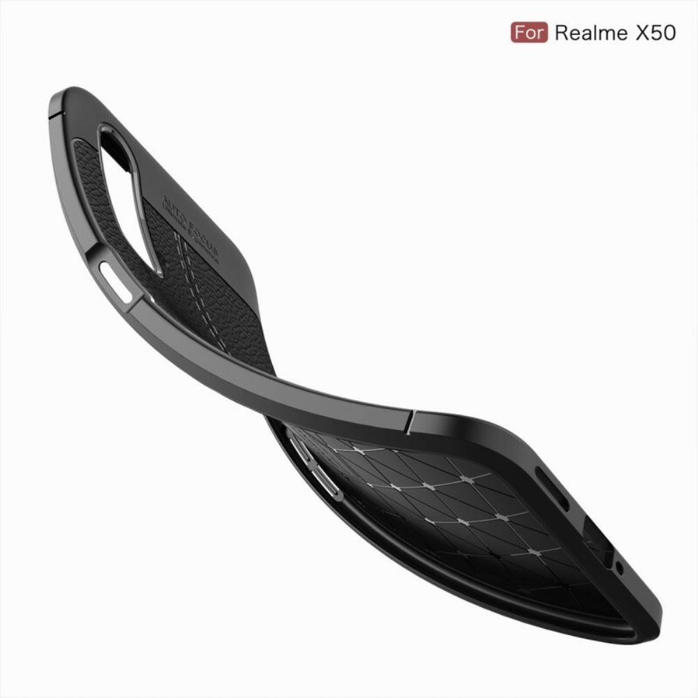 Handyhülle Für Realme X50 Doppellinie Litschi-leder-effekt