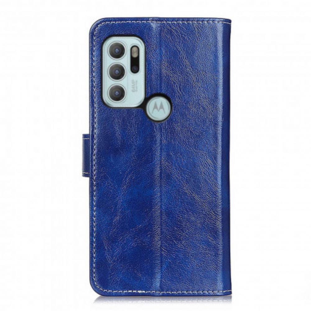Flip Case Für Moto G60S Glänzende Und Sichtbare Nähte