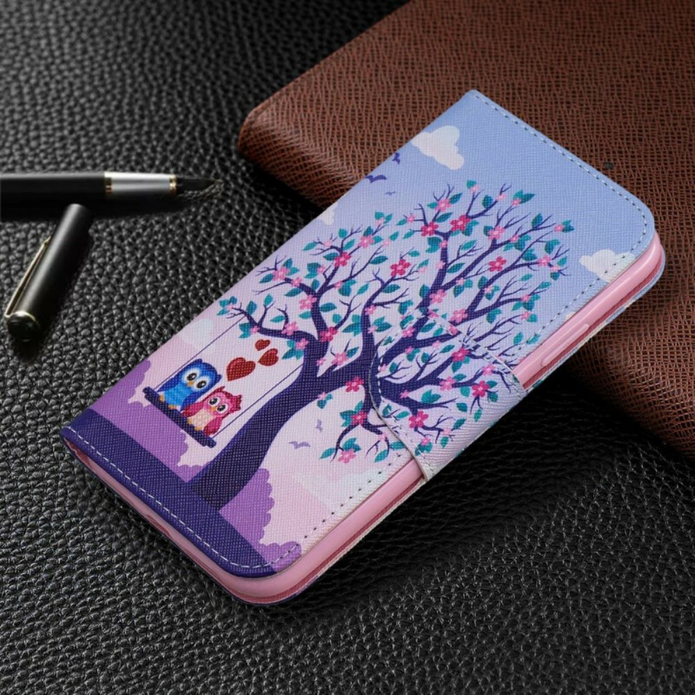 Flip Case Für iPhone 11 Eulen Auf Der Schaukel