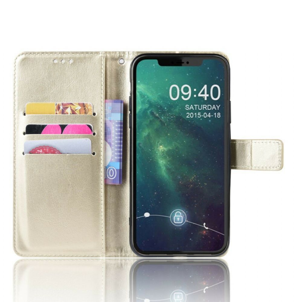 Flip Case Für iPhone 11 Mit Kordel Farbiger Riemen In Lederoptik