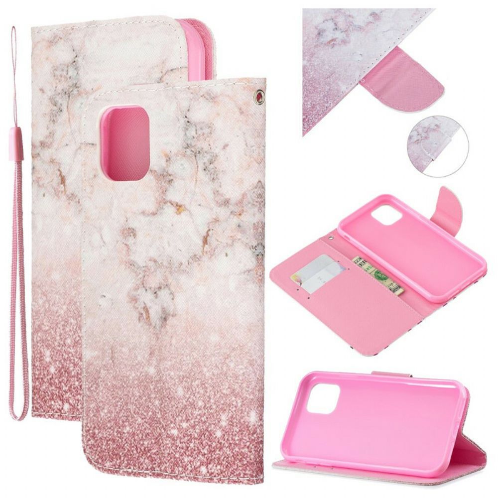 Flip Case Für iPhone 11 Mit Kordel Marmorband