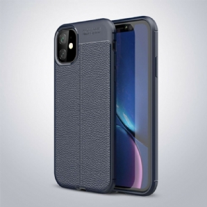 Handyhülle Für iPhone 11 Doppellinie Litschi-leder-effekt