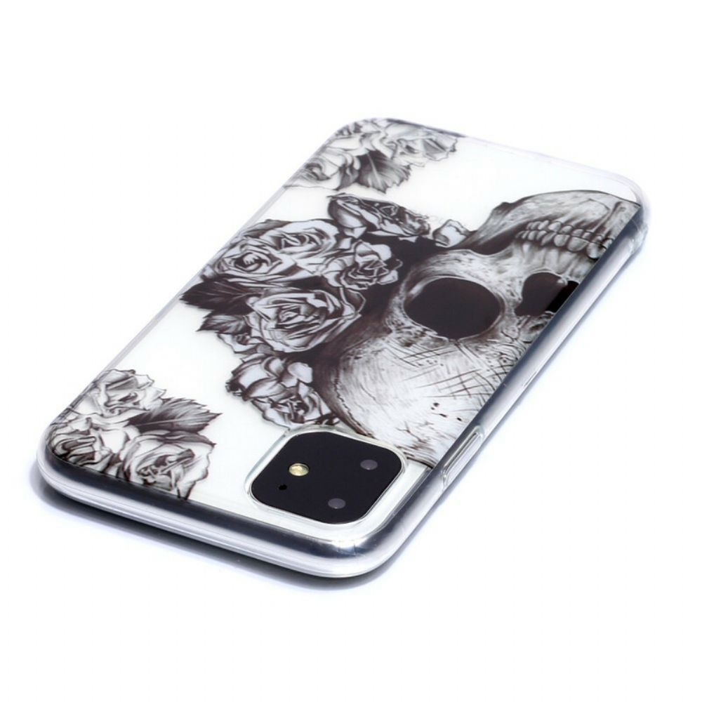Handyhülle Für iPhone 11 Transparenter Blumenschädel