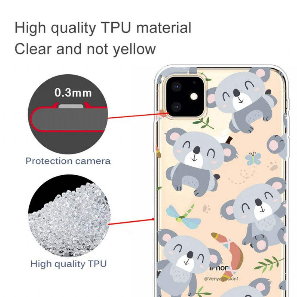 Hülle Für iPhone 11 Niedliche Graue Koalas