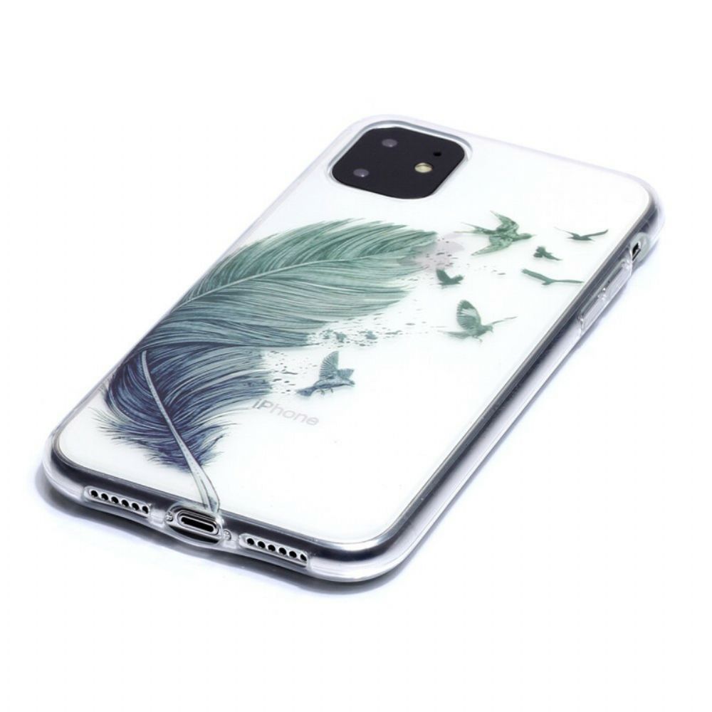Hülle Für iPhone 11 Transparente Farbige Feder