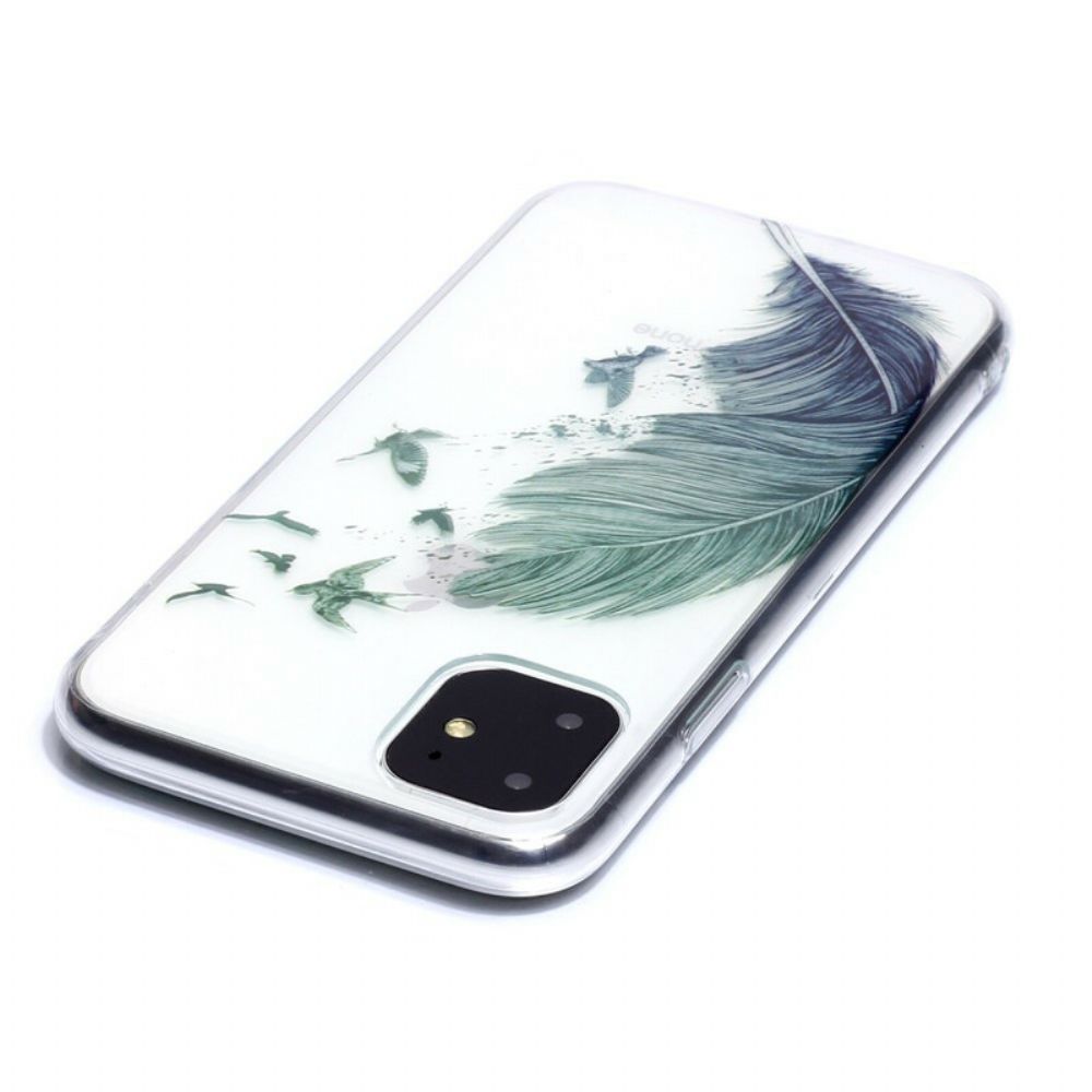 Hülle Für iPhone 11 Transparente Farbige Feder