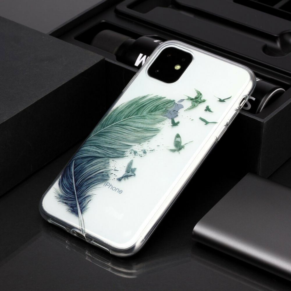 Hülle Für iPhone 11 Transparente Farbige Feder