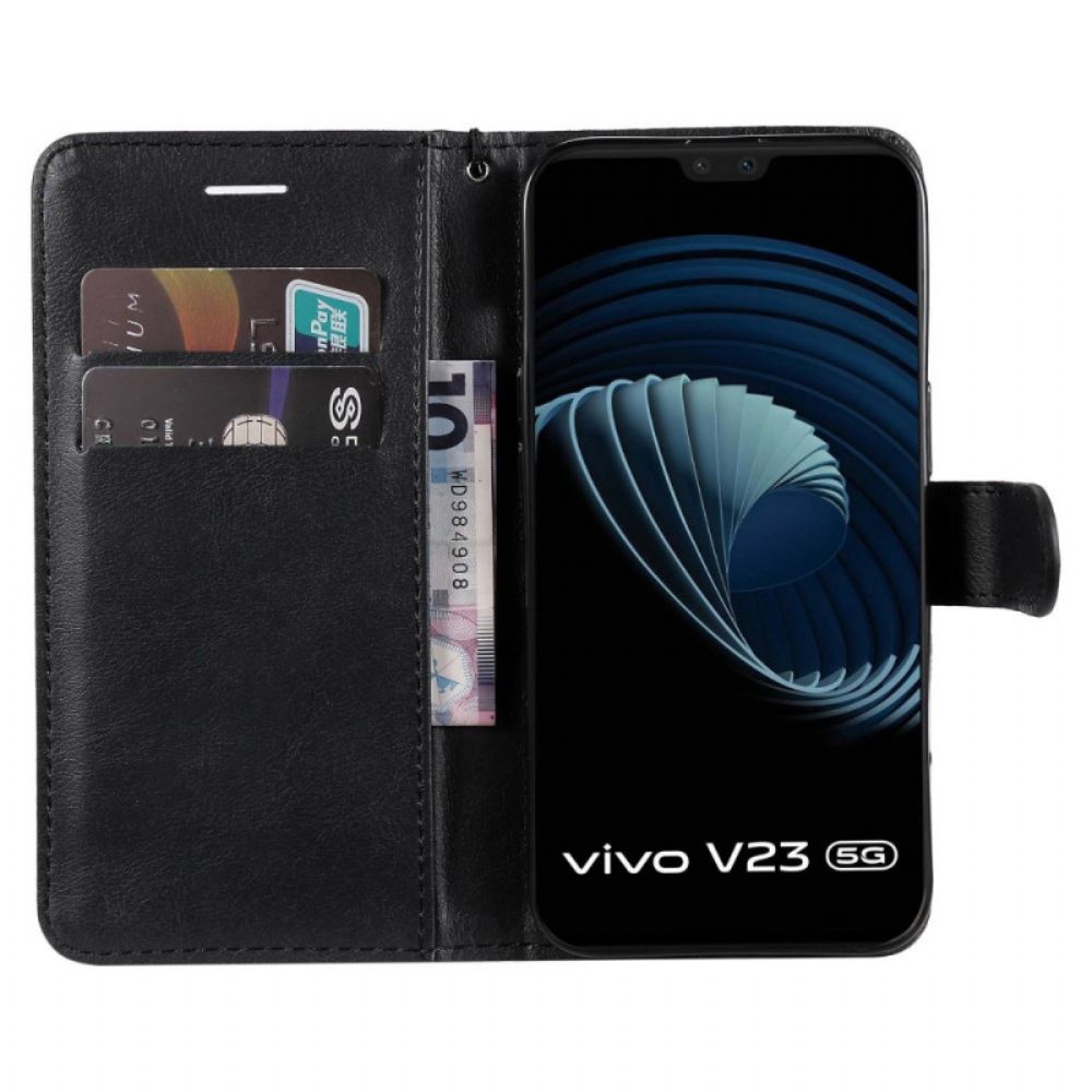 Flip Case Für Vivo V23 5G Mit Kordel Schlichtes Riemchen