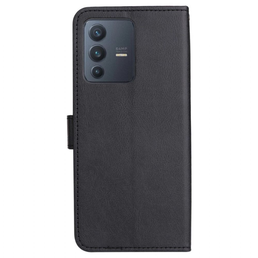 Flip Case Für Vivo V23 5G Mit Kordel Schlichtes Riemchen
