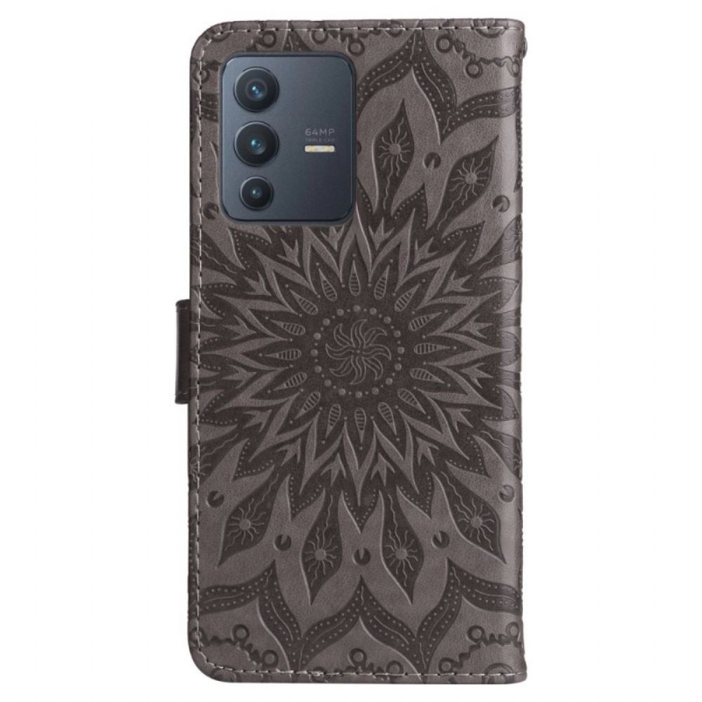 Lederhüllen Für Vivo V23 5G Sonnen-mandala Mit Lanyard
