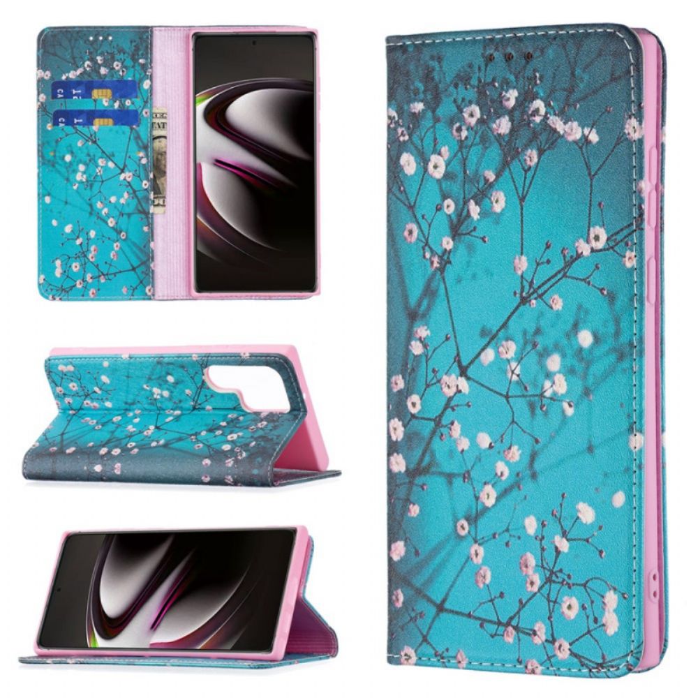 Flip Case Für Samsung Galaxy S22 Ultra 5G Blühender Baum