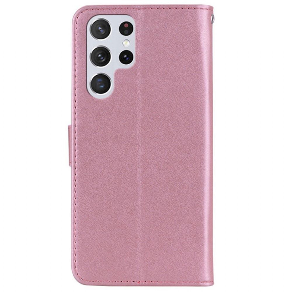 Flip Case Für Samsung Galaxy S22 Ultra 5G Eulen-mandala Und Anhänger