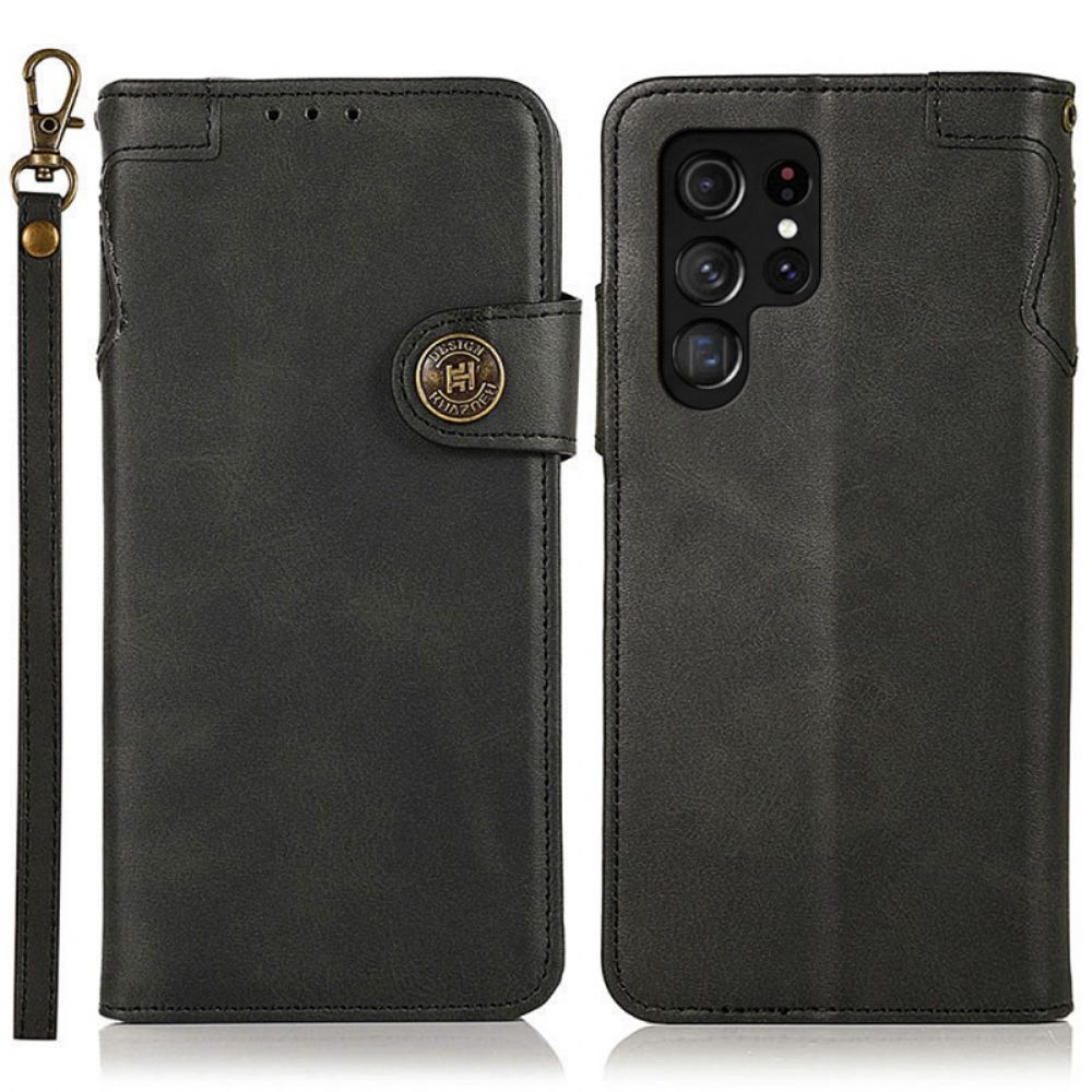 Flip Case Für Samsung Galaxy S22 Ultra 5G Khazneh-magnetknopf