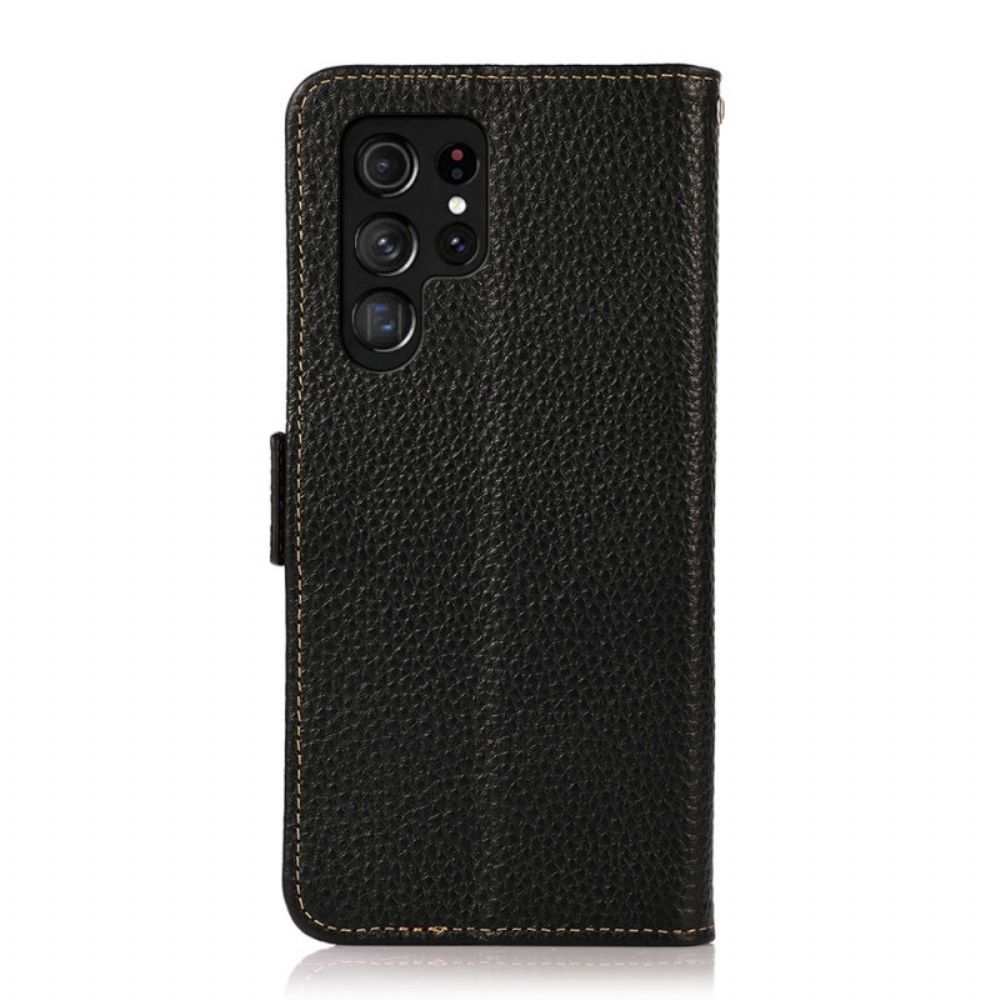Flip Case Für Samsung Galaxy S22 Ultra 5G Leder Litschi Khazneh Rfid