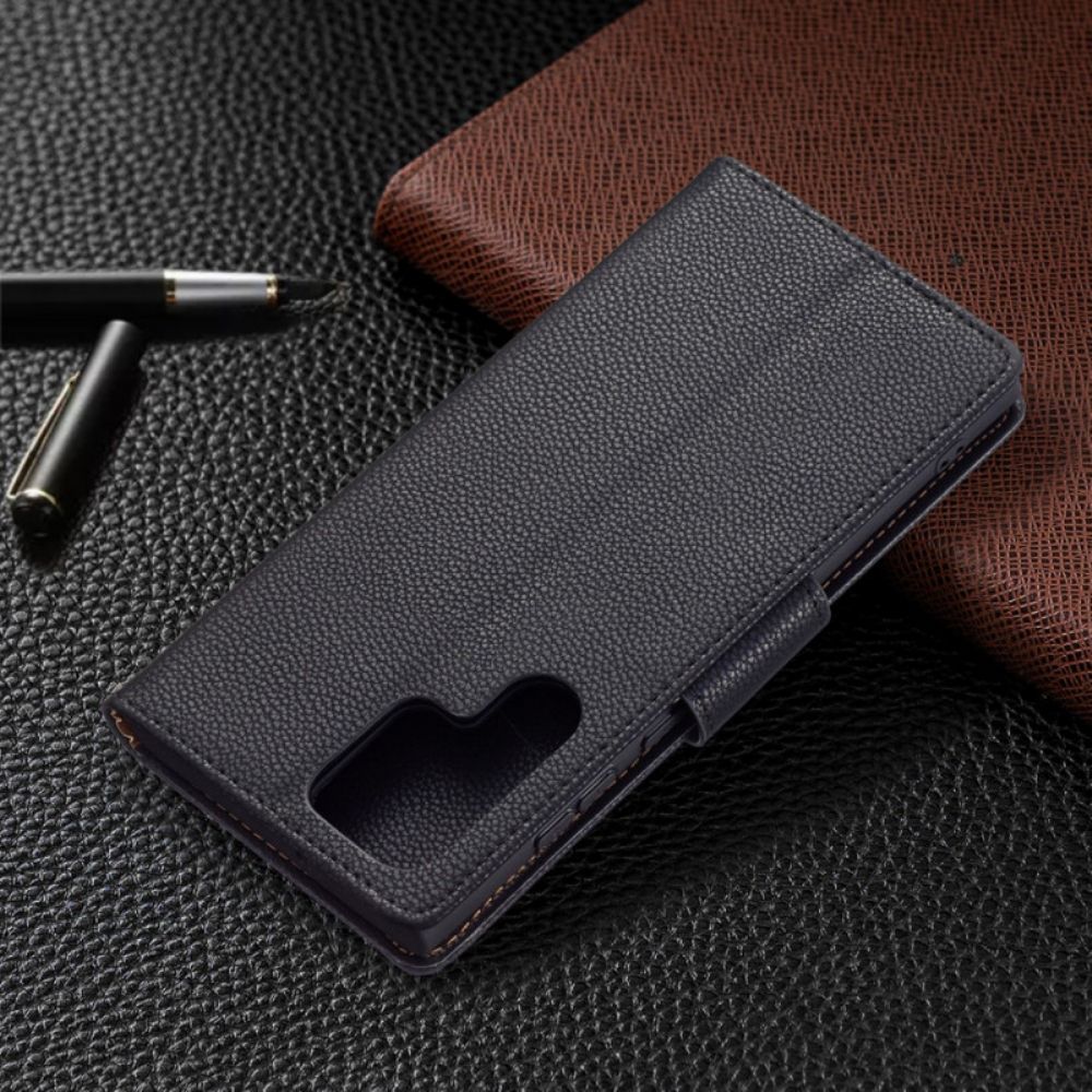 Flip Case Für Samsung Galaxy S22 Ultra 5G Flip Case Litschi-klappe Schräg