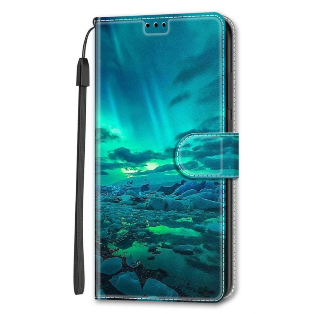 Flip Case Für Samsung Galaxy S22 Ultra 5G Mit Kordel Riemenlandschaft