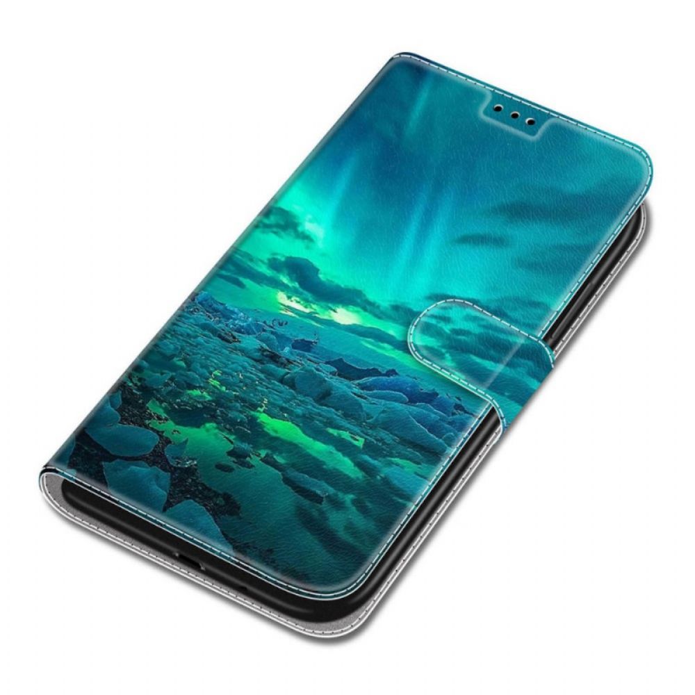 Flip Case Für Samsung Galaxy S22 Ultra 5G Mit Kordel Riemenlandschaft