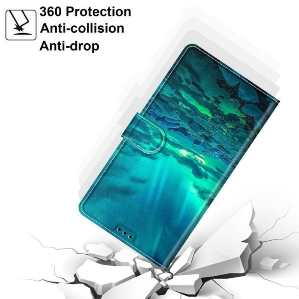 Flip Case Für Samsung Galaxy S22 Ultra 5G Mit Kordel Riemenlandschaft