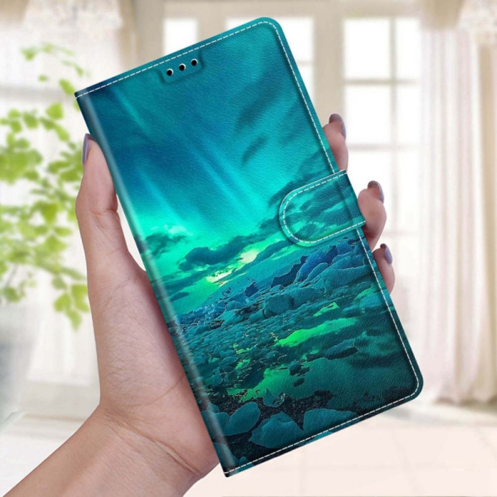 Flip Case Für Samsung Galaxy S22 Ultra 5G Mit Kordel Riemenlandschaft