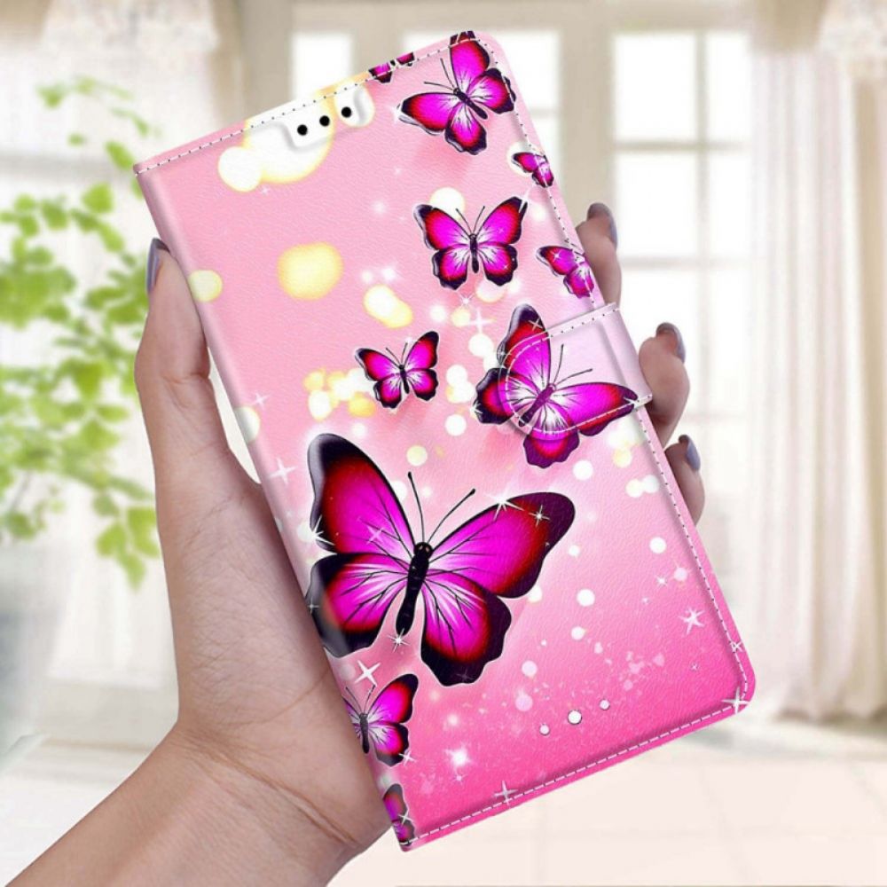 Flip Case Für Samsung Galaxy S22 Ultra 5G Mit Kordel Tanga Schmetterlingsfächer