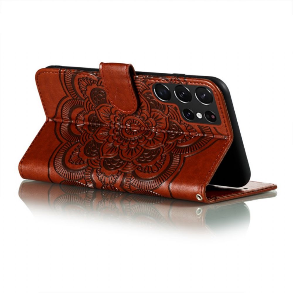 Flip Case Für Samsung Galaxy S22 Ultra 5G Vollständiges Mandala