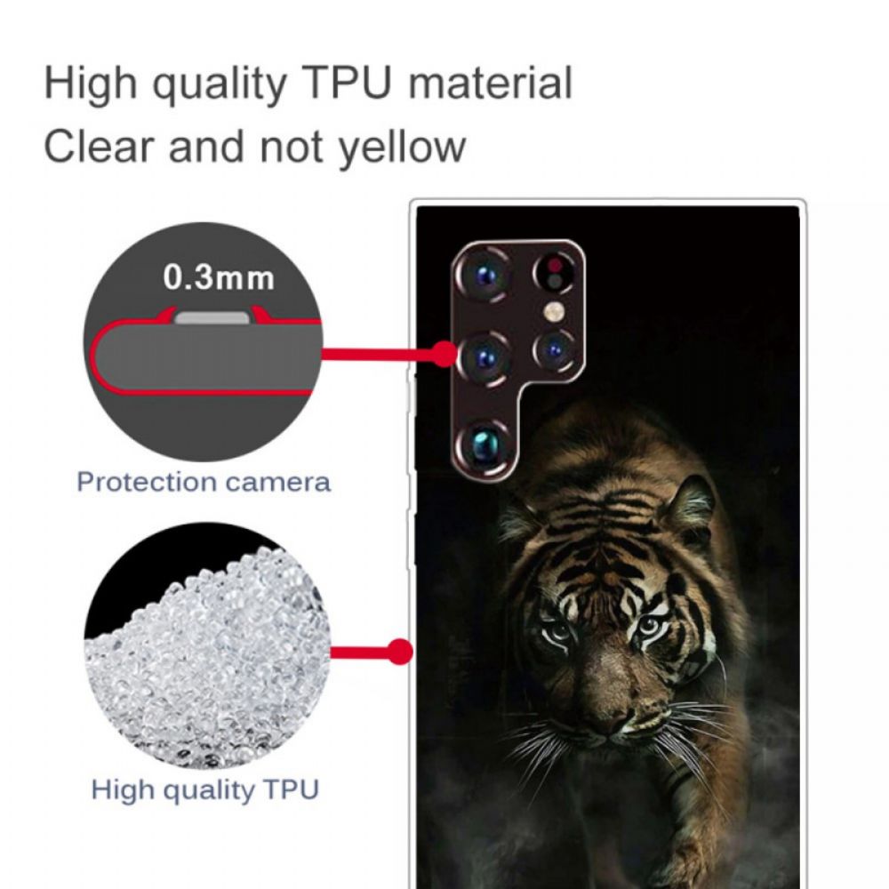 Handyhülle Für Samsung Galaxy S22 Ultra 5G Flexibler Tiger