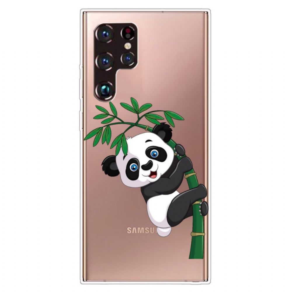 Handyhülle Für Samsung Galaxy S22 Ultra 5G Panda Auf Bambus