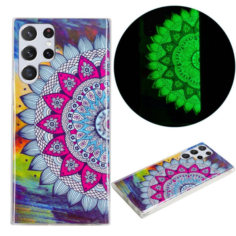 Hülle Für Samsung Galaxy S22 Ultra 5G Fluoreszierende Blumenserie
