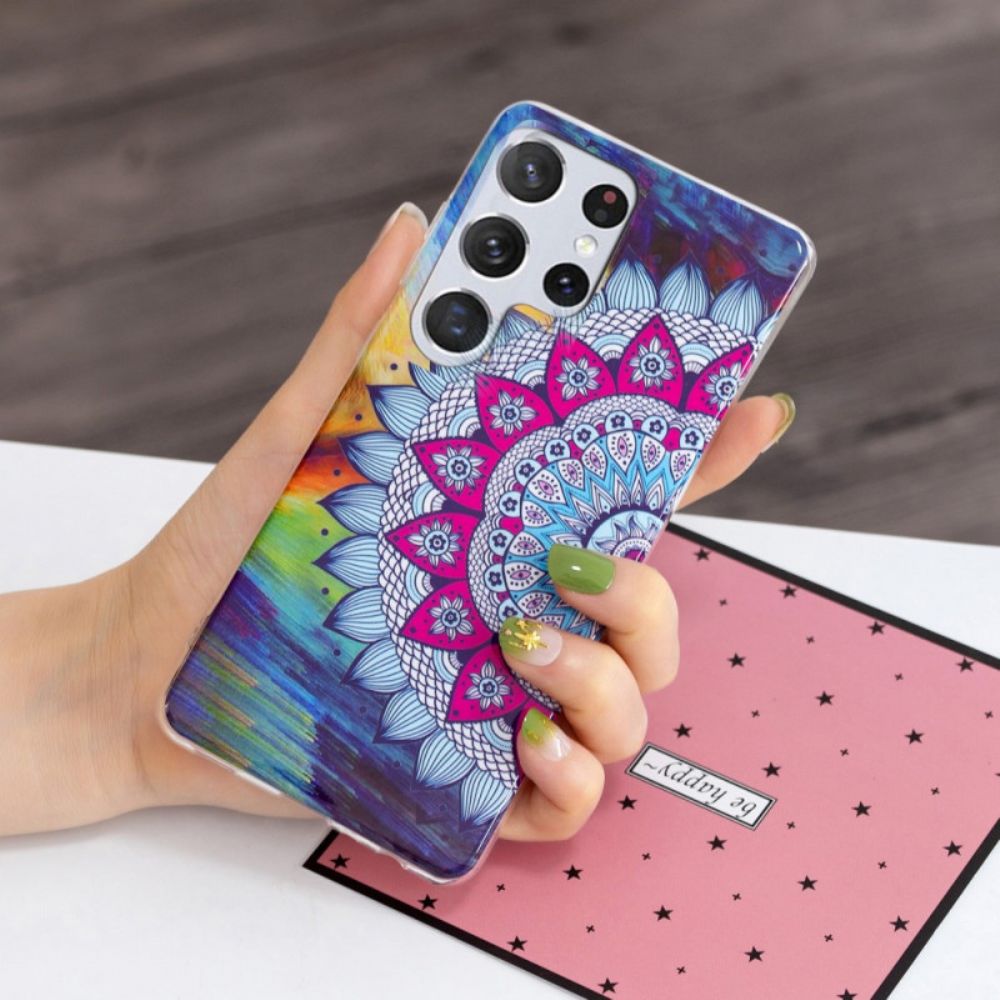 Hülle Für Samsung Galaxy S22 Ultra 5G Fluoreszierende Blumenserie