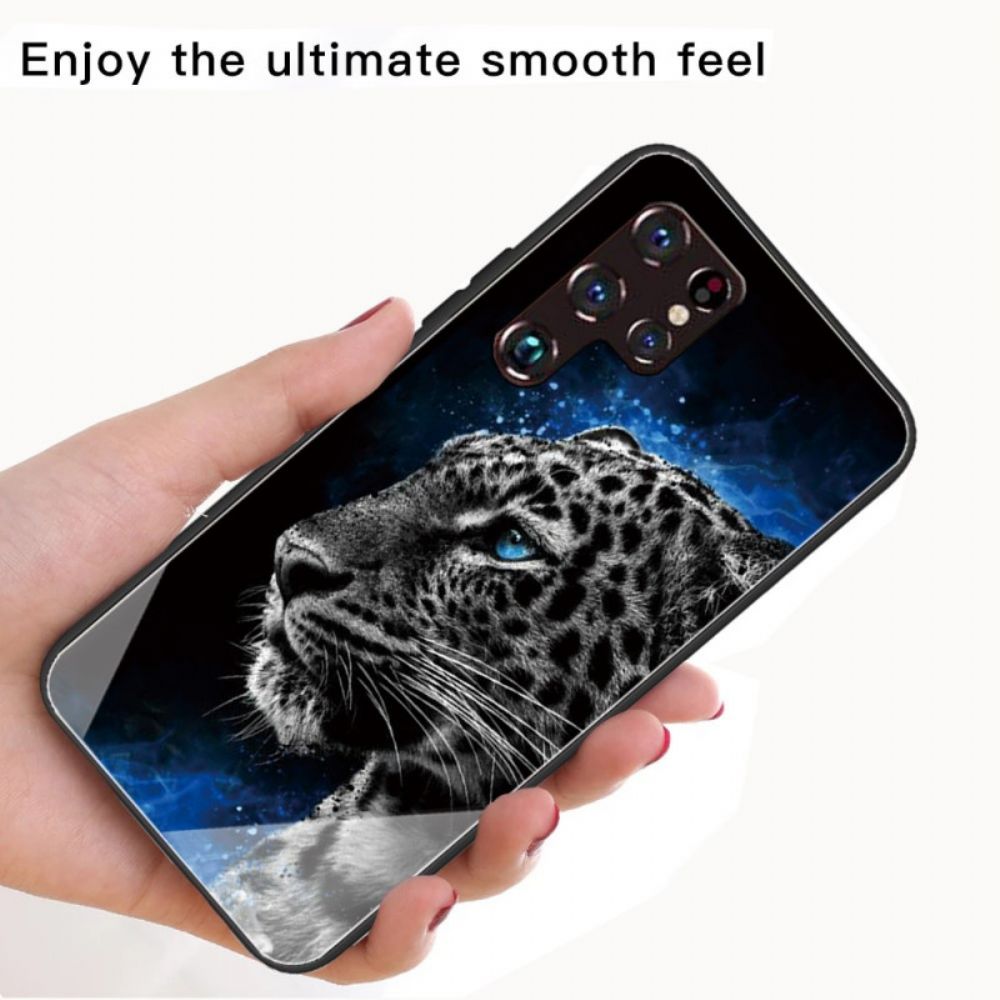Hülle Für Samsung Galaxy S22 Ultra 5G Gehärtetes Glas Mit Katzengesicht