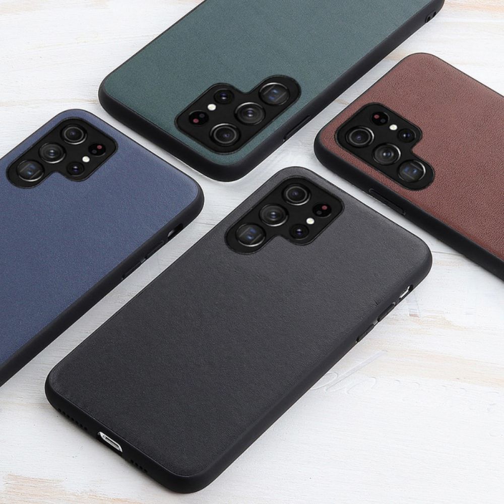 Hülle Für Samsung Galaxy S22 Ultra 5G Geschäft Aus Echtem Leder