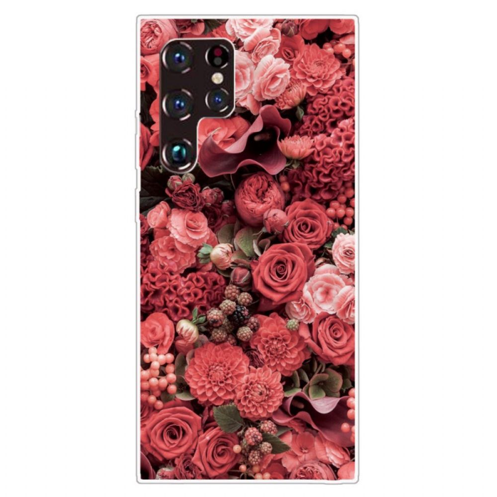 Hülle Für Samsung Galaxy S22 Ultra 5G Rosa Blumen