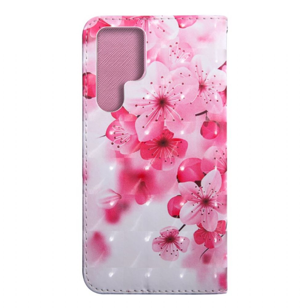 Lederhüllen Für Samsung Galaxy S22 Ultra 5G Rosa Blumen