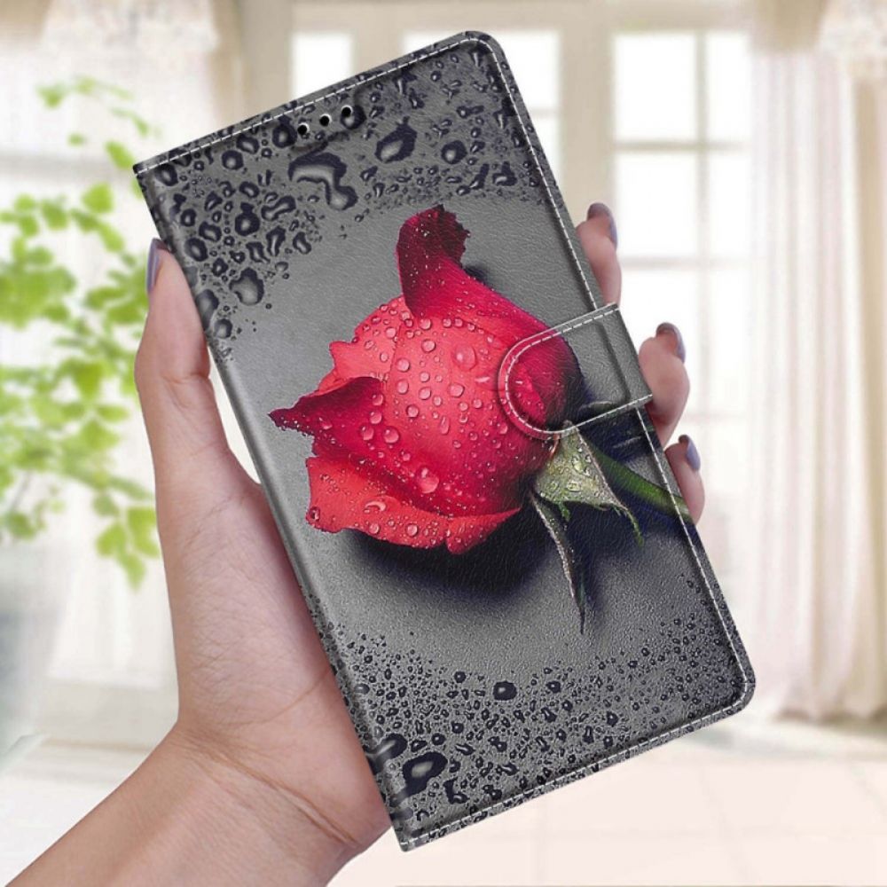 Lederhüllen Für Samsung Galaxy S22 Ultra 5G Rosen Mit Riemen