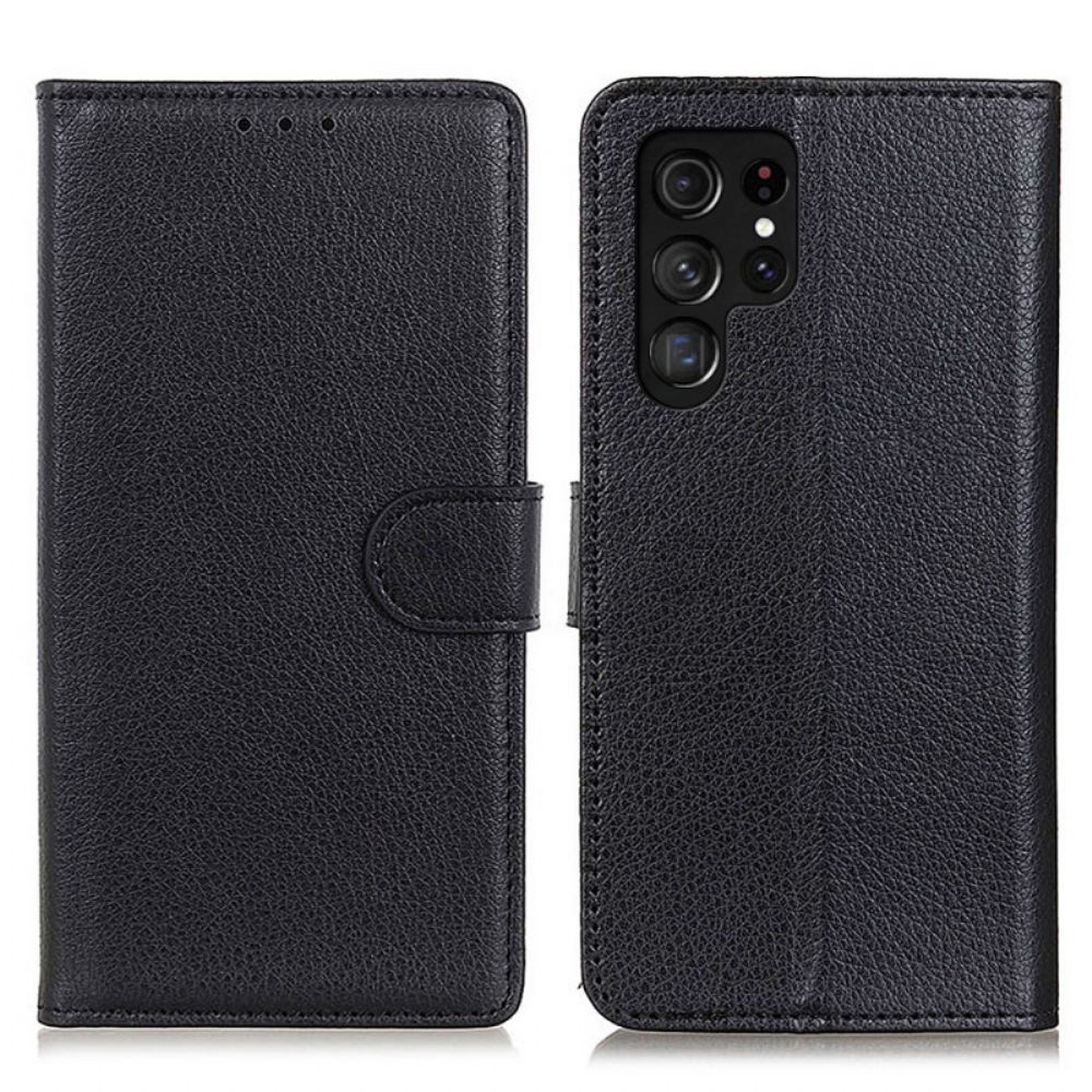 Lederhüllen Für Samsung Galaxy S22 Ultra 5G Traditionelles Litschi-leder