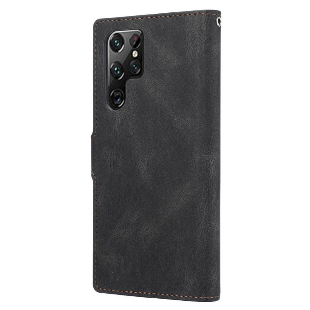 Lederhüllen Für Samsung Galaxy S22 Ultra 5G Vintage Couture Kunstleder
