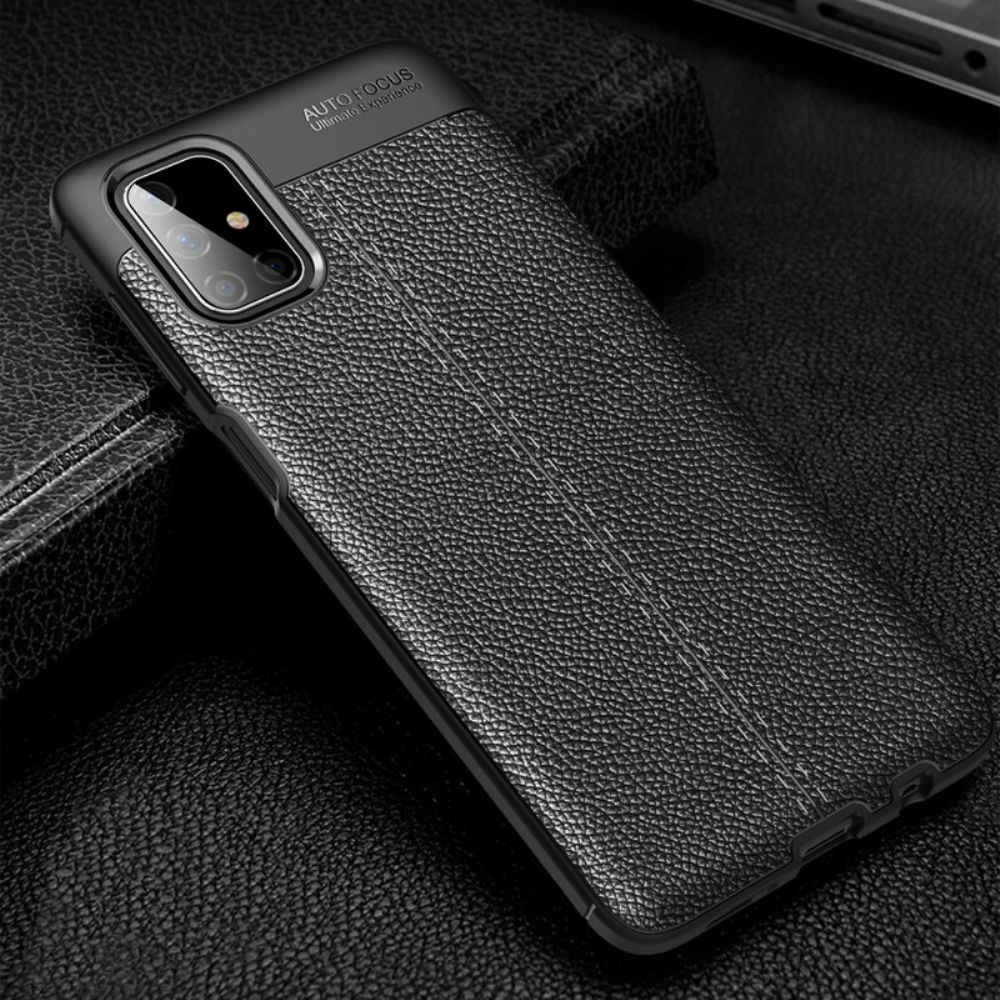 Handyhülle Für Samsung Galaxy M51 Doppelte Linie Litschi-leder-effekt