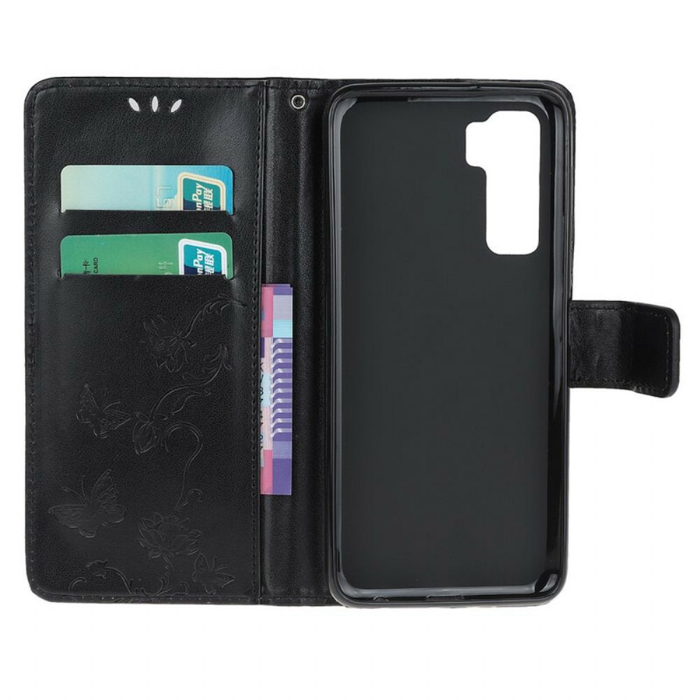 Flip Case Für Huawei P40 Lite 5G Schmetterlinge Und Blumen