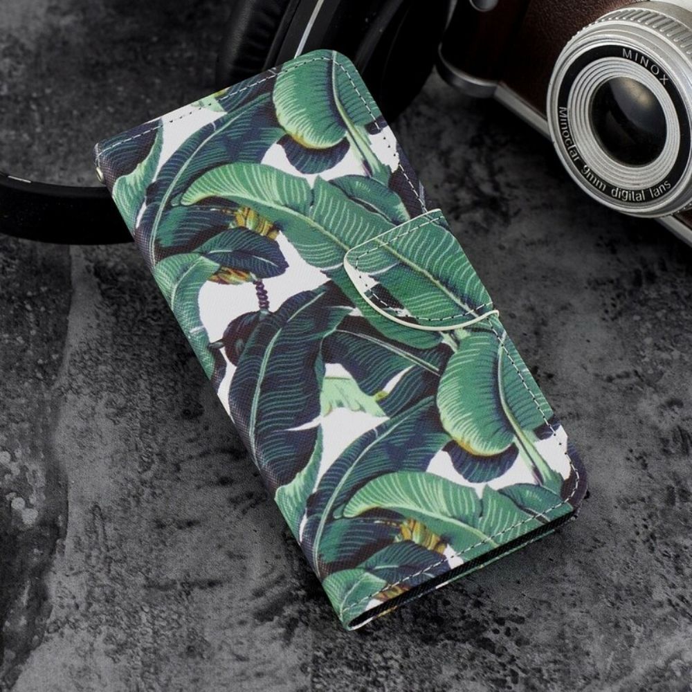 Flip Case Für Huawei Y7 2018 / Honor 7C Mit Kordel Armband Mit Tropischen Blättern