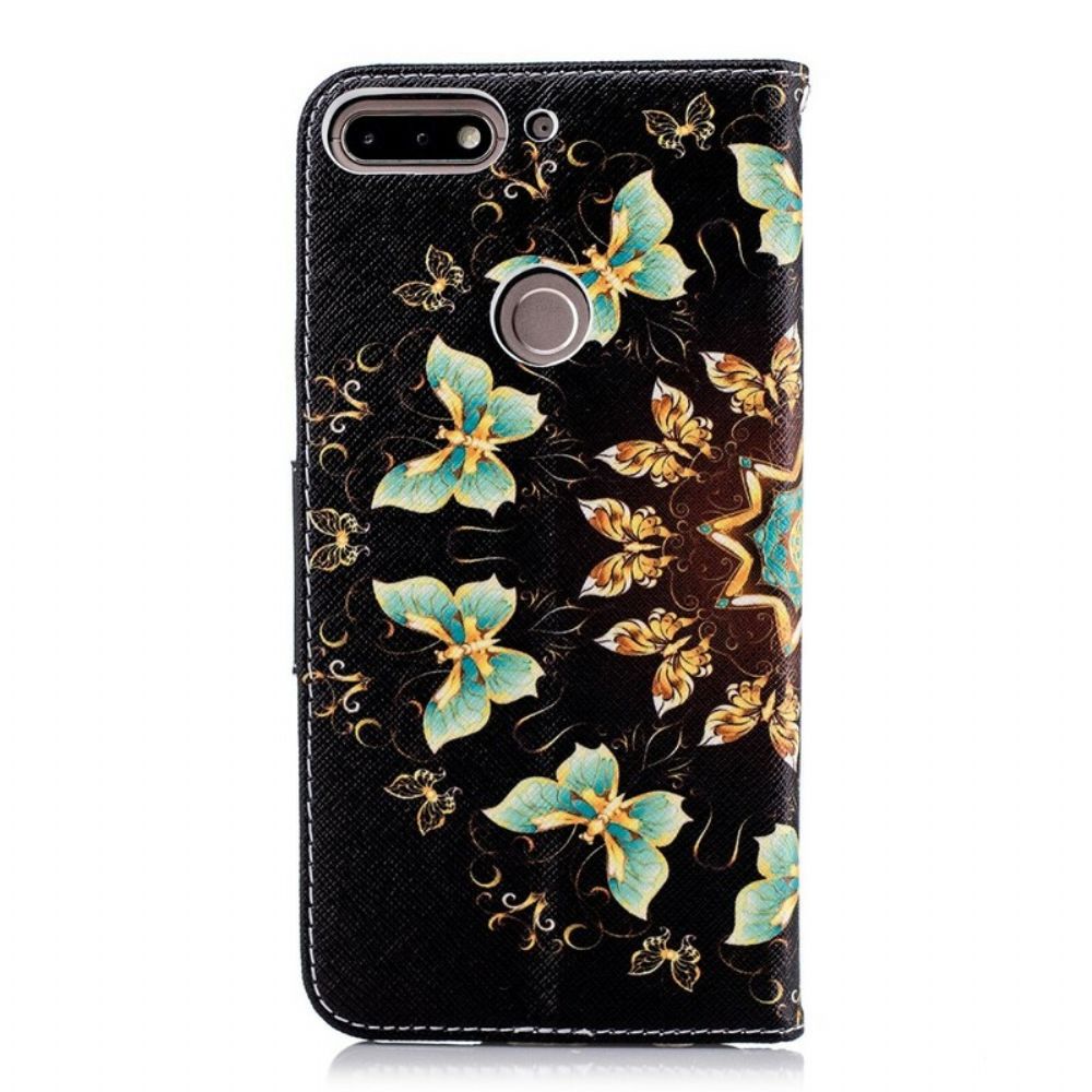 Flip Case Für Huawei Y7 2018 / Honor 7C Schmetterlings-mandala