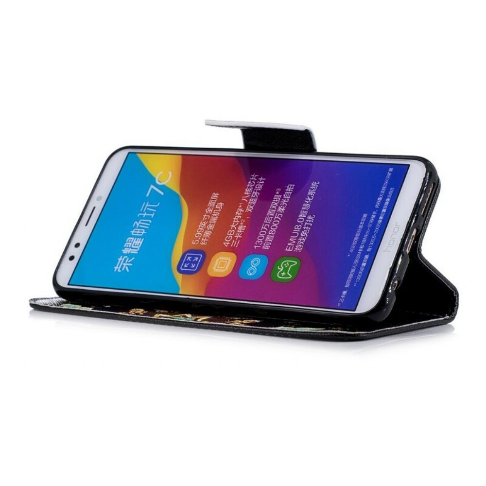 Flip Case Für Huawei Y7 2018 / Honor 7C Schmetterlings-mandala