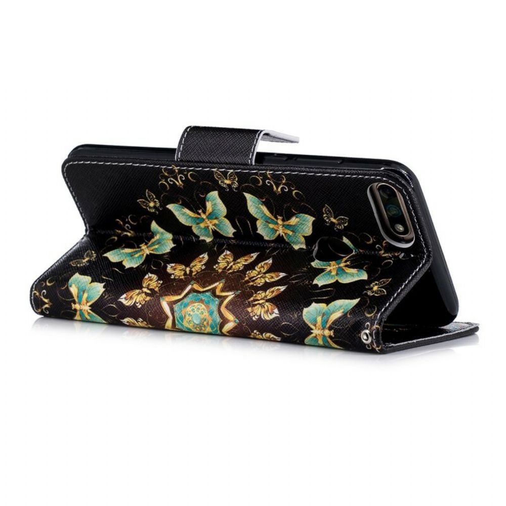 Flip Case Für Huawei Y7 2018 / Honor 7C Schmetterlings-mandala