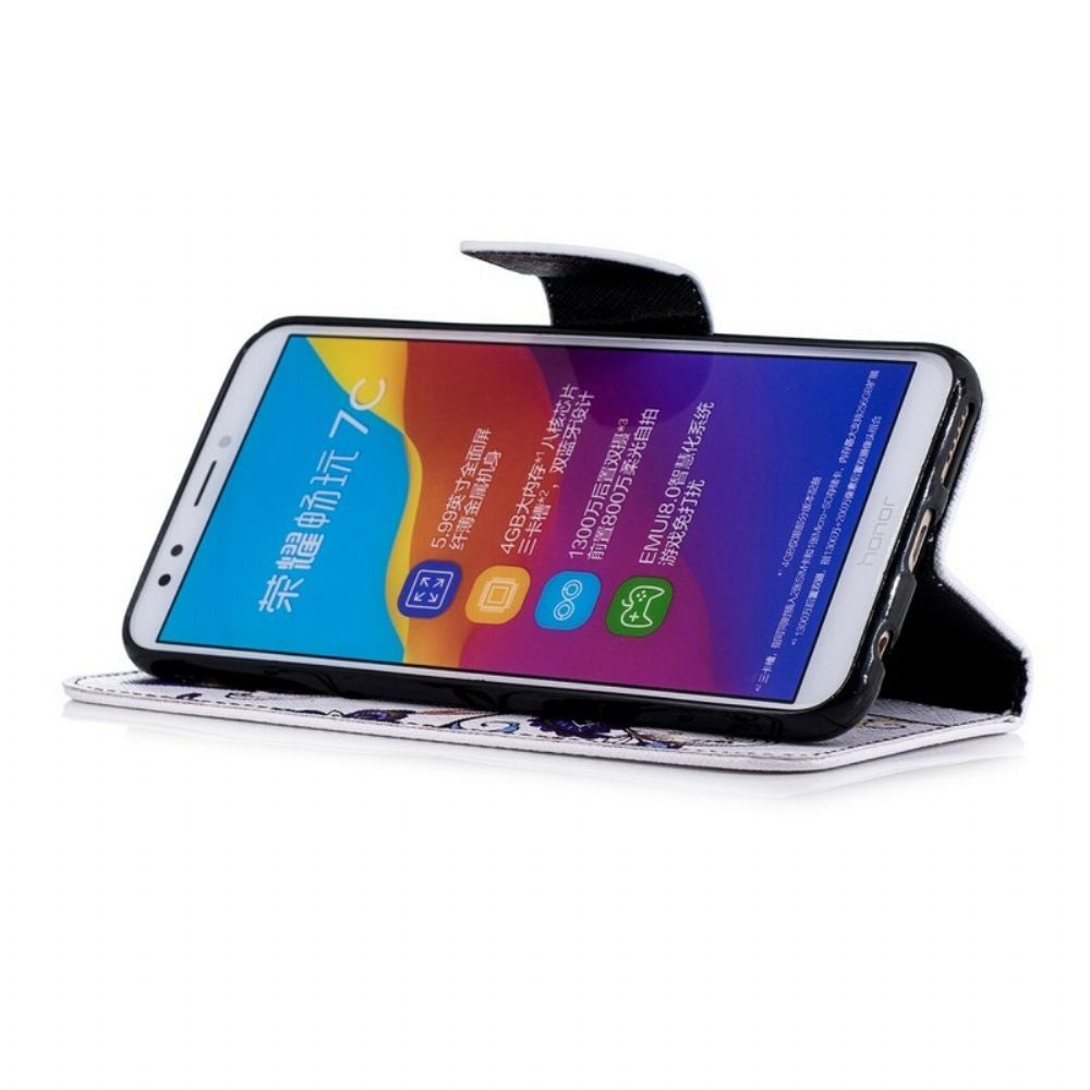Lederhüllen Für Huawei Y7 2018 / Honor 7C Schmetterlings-tattoo