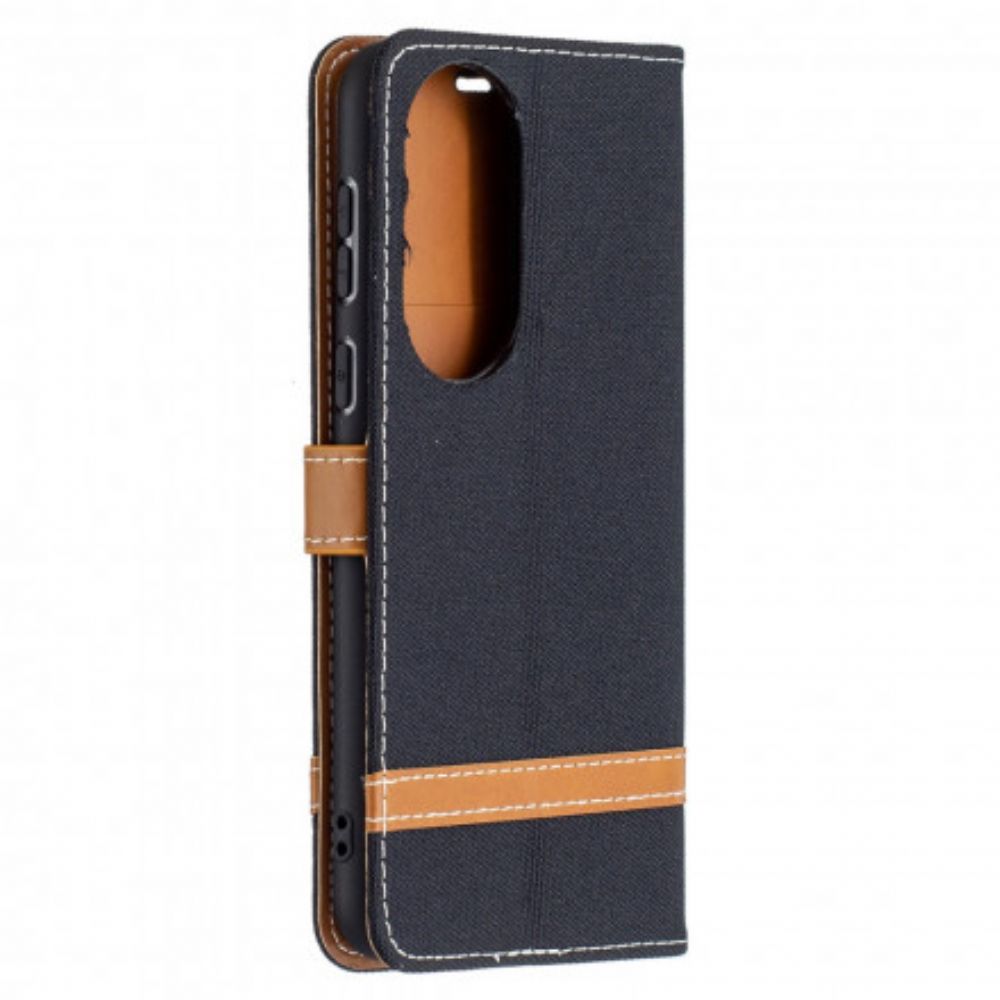 Flip Case Für Huawei P50 Mit Kordel Armband In Stoff- Und Lederoptik