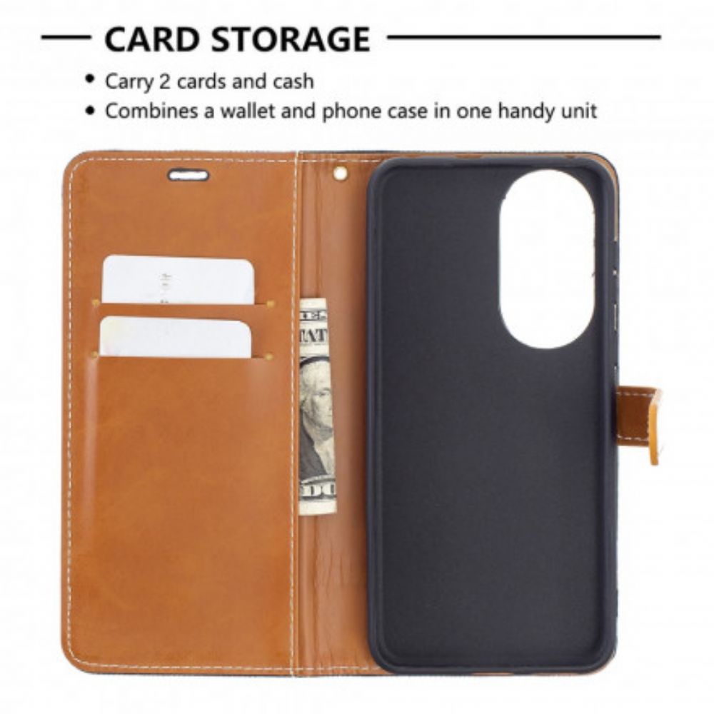 Flip Case Für Huawei P50 Mit Kordel Armband In Stoff- Und Lederoptik