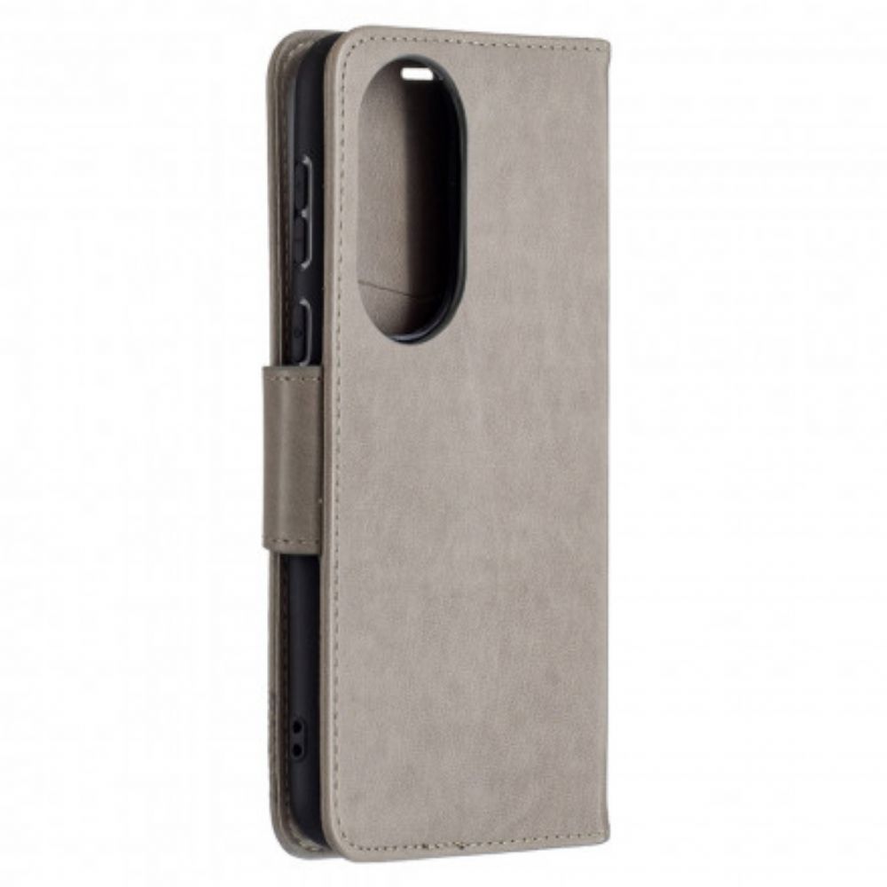 Flip Case Für Huawei P50 Flip Case Schmetterlinge Und Schräge Klappe