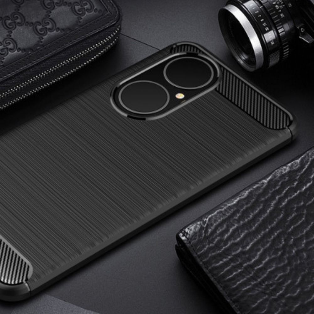 Hülle Für Huawei P50 Gebürstete Kohlefaser