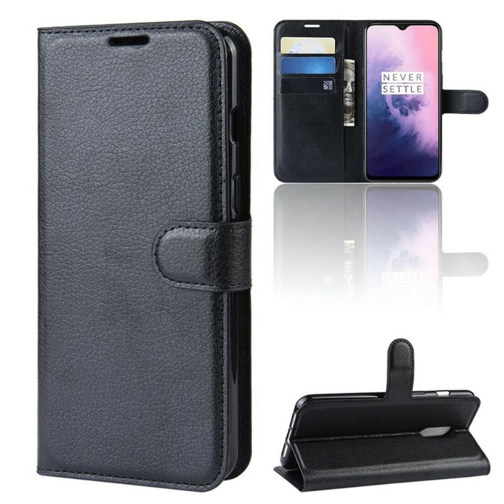 Flip Case Für OnePlus 7 Retro-litschis-effekt